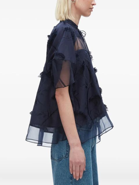3.1 Phillip Lim embroidered ruffled blouse - Blue