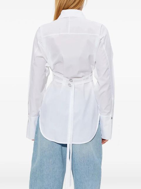 Blumarine pleated button shirt - White