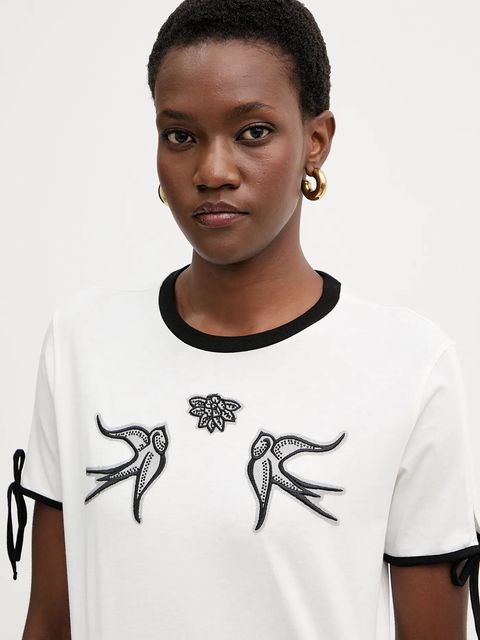 Pinko t-shirt bawełniany damski kolor biały 105558 A2SF