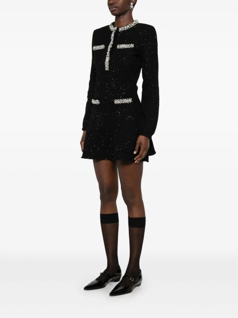 Self-Portrait sequin knit mini dress - Black