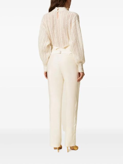 TWINSET satin-panelled trousers - White