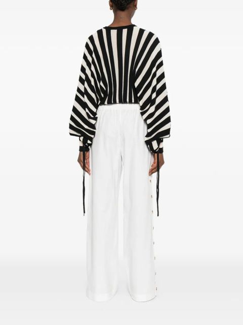 ZIMMERMANN striped balloon-sleeve top - Black