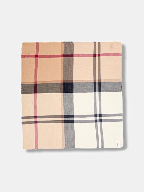 Barbour chusta wełniana damski kolor beżowy wzorzysty LSC0478 - zdjęcie produktu nr 1