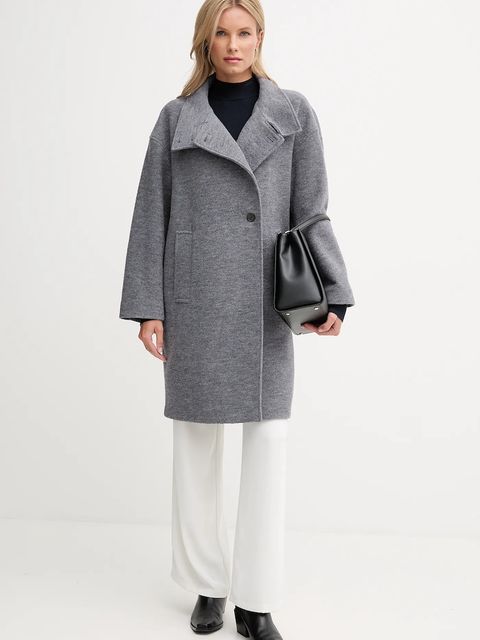 Tommy Hilfiger płaszcz z dodatkiem wełny kolor szary WW0WW47372