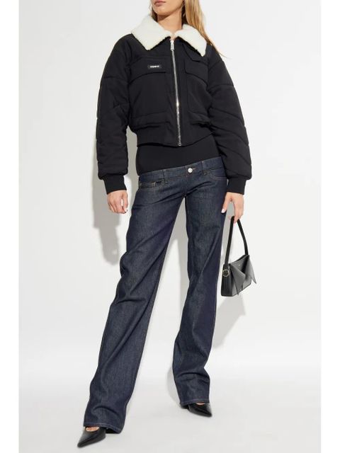 Coperni logo-patch faux-shearling puffer jacket - Black