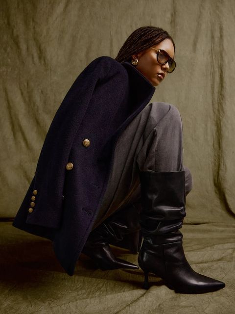 Answear.LAB kozaki skórzane kolor czarny na szpilce - zdjęcie produktu nr 1