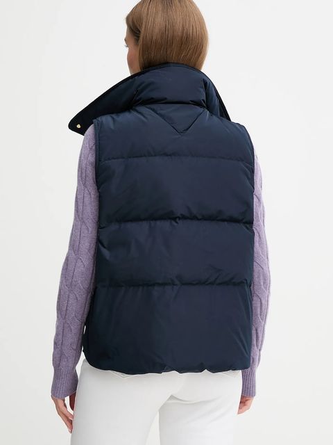 Tommy Hilfiger bezrękawnik puchowy kolor granatowy przejściowy WW0WW46545