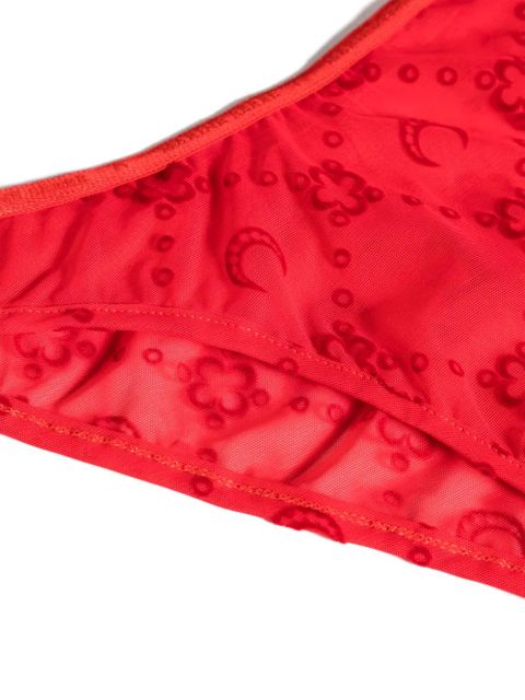 Marine Serre Moonogram-flocked mesh briefs - Red