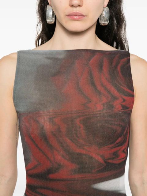 Jean Paul Gaultier rose-print midi dress - Grey - zdjęcie produktu nr 2