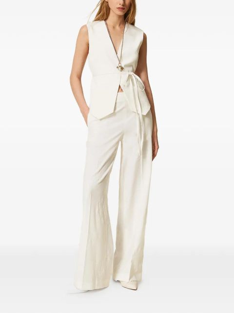TWINSET embroidered palazzo pants - White - zdjęcie produktu nr 2