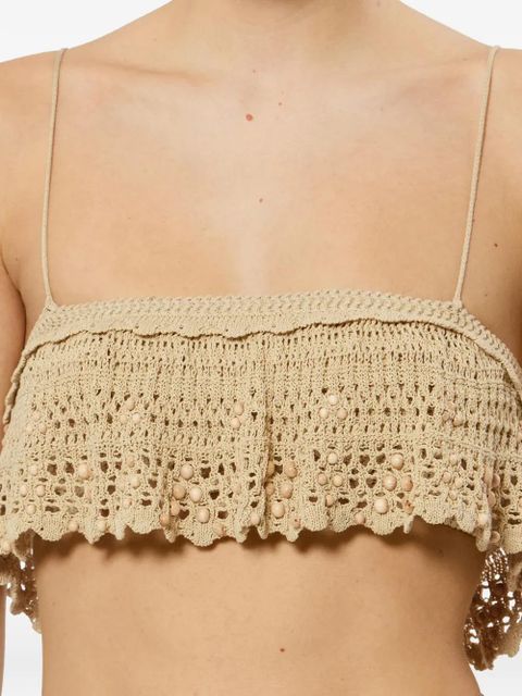 ISABEL MARANT Oraviel beaded-details crochet cotton tank top - Neutrals