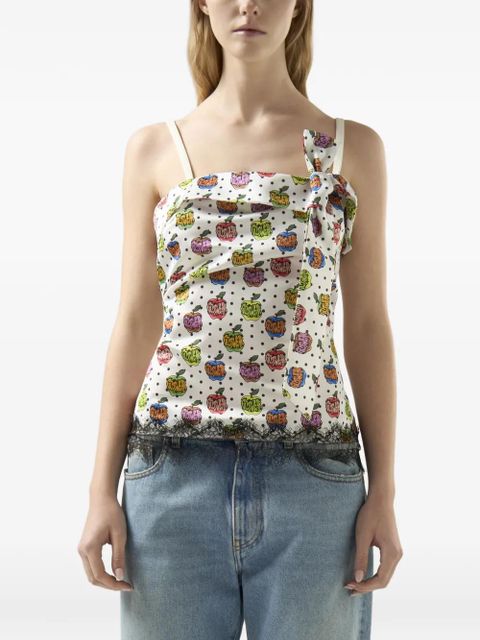 GCDS Apple-print bandeau top - White