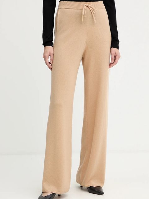 Pinko spodnie dresowe z dodatkiem wełny damskie kolor beżowy gładkie 105490 A2Q9 - zdjęcie produktu nr 1