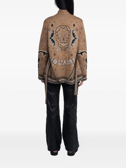Zadig&Voltaire skull-detail belted cardigan - Brown