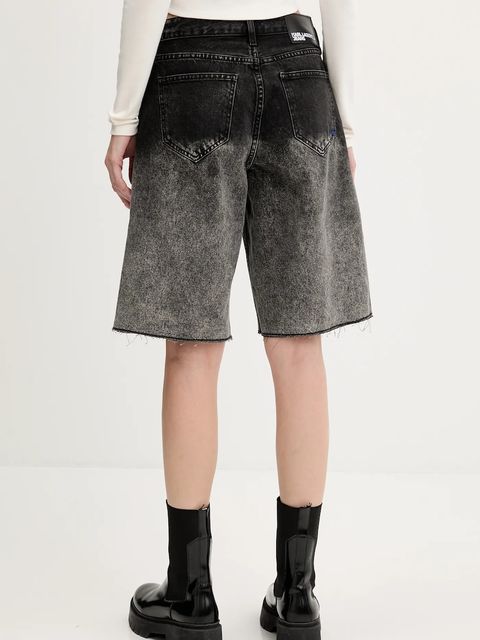 Karl Lagerfeld Jeans szorty jeansowe damskie kolor szary wzorzyste high waist A3W10131