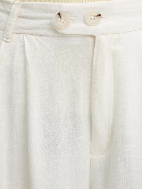 Answear.LAB szorty lniane damskie kolor biały gładkie high waist