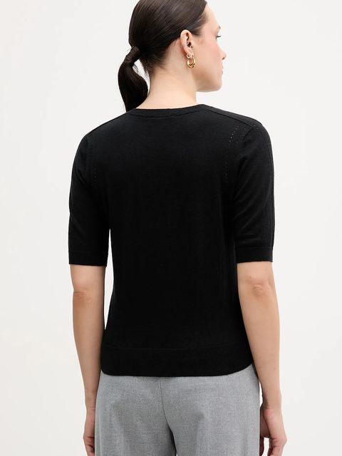 Sisley sweter z dodatkiem wełny damski kolor czarny lekki 1SBXM106L - zdjęcie produktu nr 2