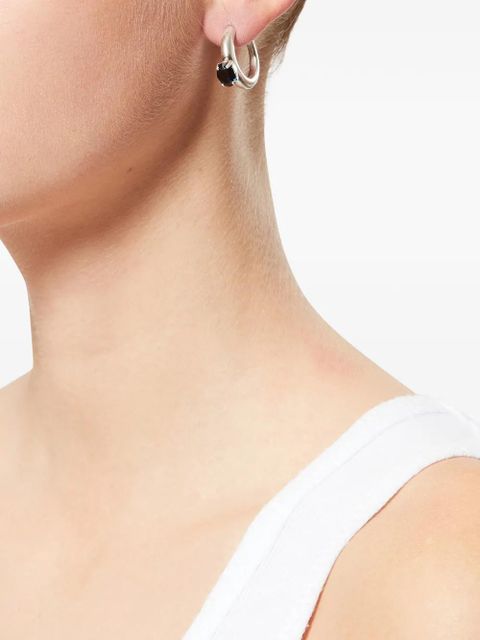 ISABEL MARANT Olga asymmetrical crystal hoop earrings - Silver