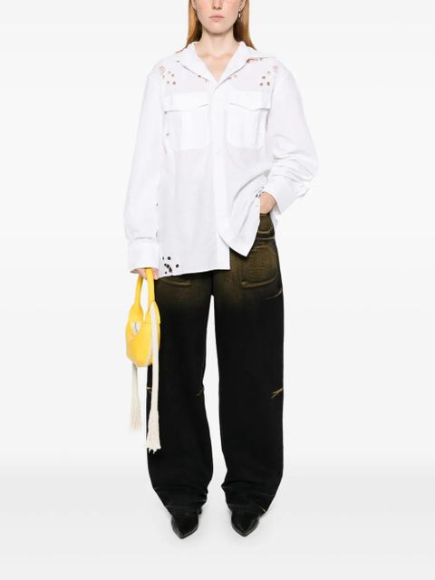 Marine Serre logo-embroidered shirt - White