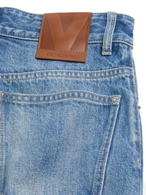 Valentino Garavani jacquard-trim jeans - Blue