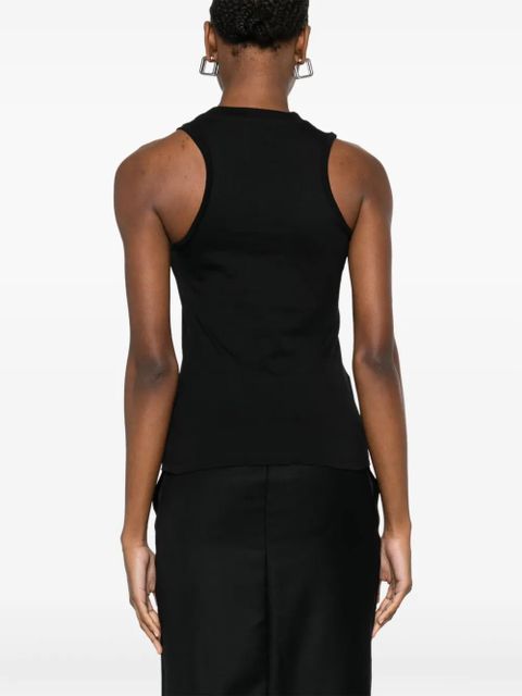 Blumarine rhinestone-logo tank top - Black