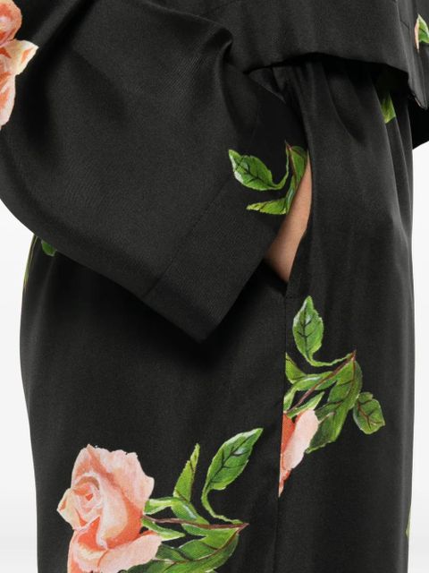Nanushka Arvenn rose-print elastic-waist trousers - Black