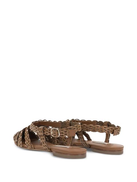 Casadei Avenida woven leather flat pumps - Brown