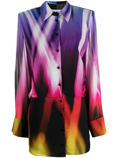 The Attico abstract-print shirtdress - Purple - zdjęcie produktu nr 1