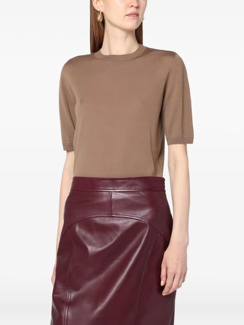 Max Mara short-sleeve round-neck wool T-shirt - Brown