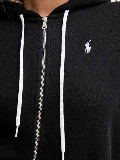 Polo Ralph Lauren bluza damska kolor czarny z kapturem gładka 211943008