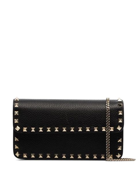 Valentino Garavani Rockstud leather clutch bag - Black