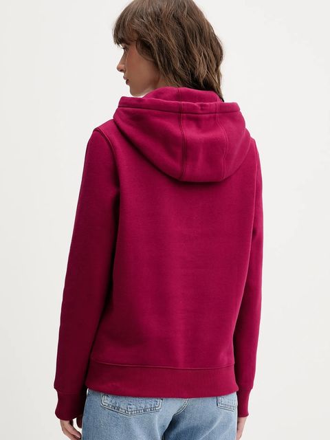 Tommy Jeans bluza damska kolor bordowy z kapturem gładka DW0DW19958