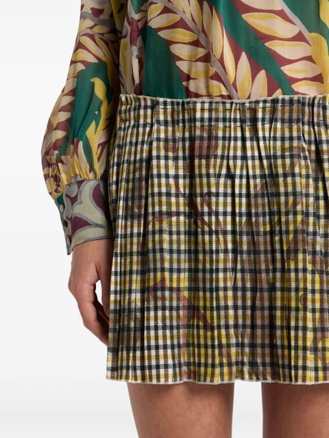 ETRO gingham pleated mini skirt - Neutrals