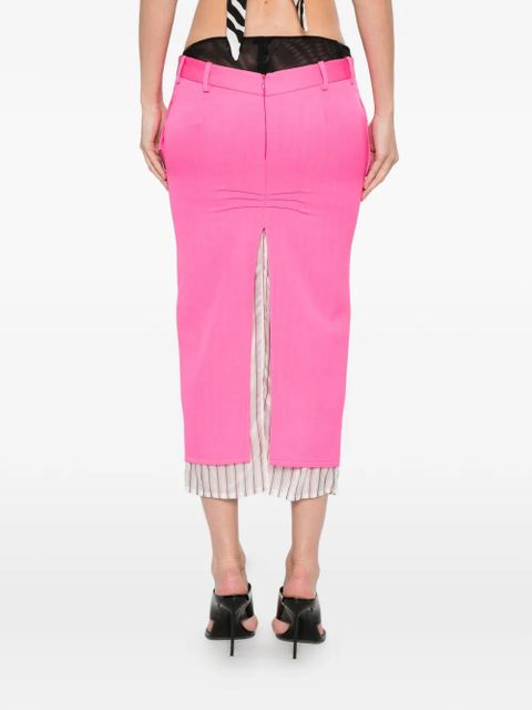 The Attico striped-trim midi skirt - Pink
