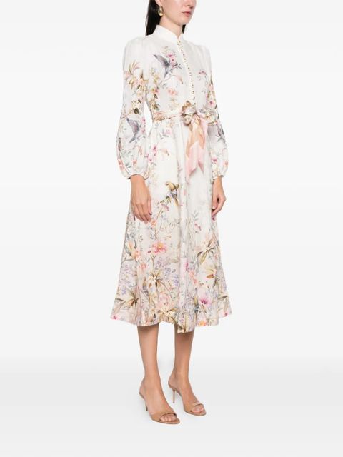 ZIMMERMANN Rebellion button floral-print midi dress - Neutrals