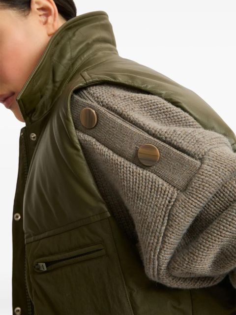 Yves Salomon leather-panels down gilet - Green