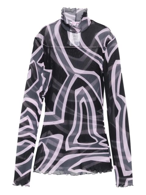 PUCCI abstract-print mesh top - Black