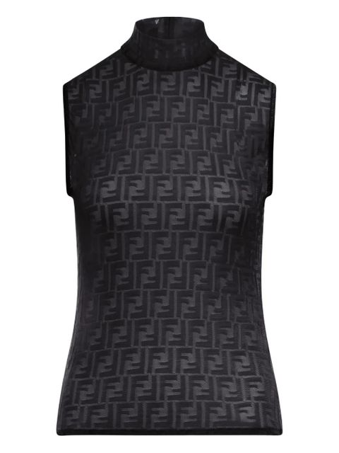 FENDI high-neck patterned top - Black - zdjęcie produktu nr 1