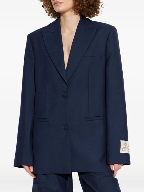 Off-White logo-patch single-breasted blazer - Blue - zdjęcie produktu nr 2