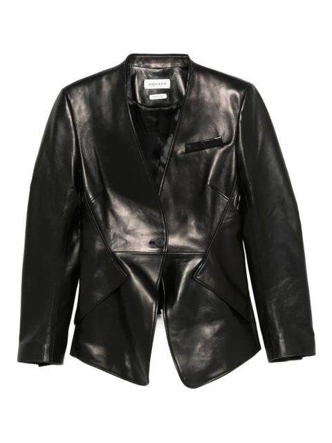 Alexander McQueen single-breasted calfskin leather jacket - Black - zdjęcie produktu nr 1