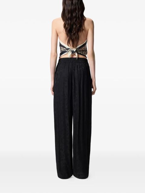 PINKO floral-jacquard elasticated-waist trousers - Black