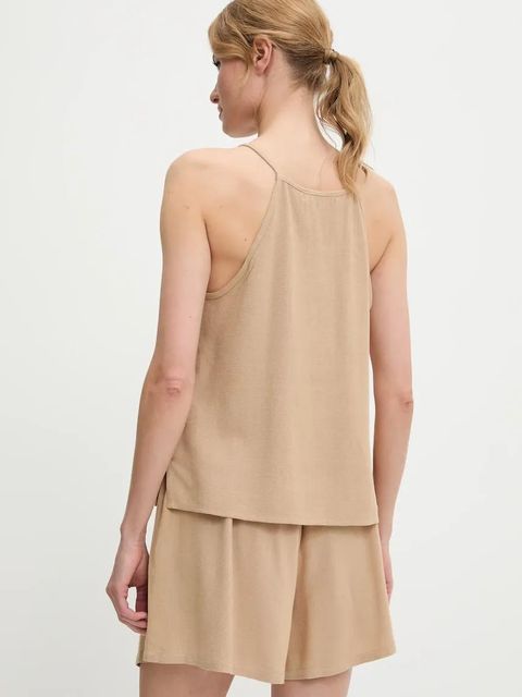 Answear.LAB bluzka i szorty z lnem damski kolor beżowy