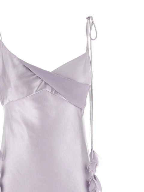 Self-Portrait floral-appliqué satin dress - Purple