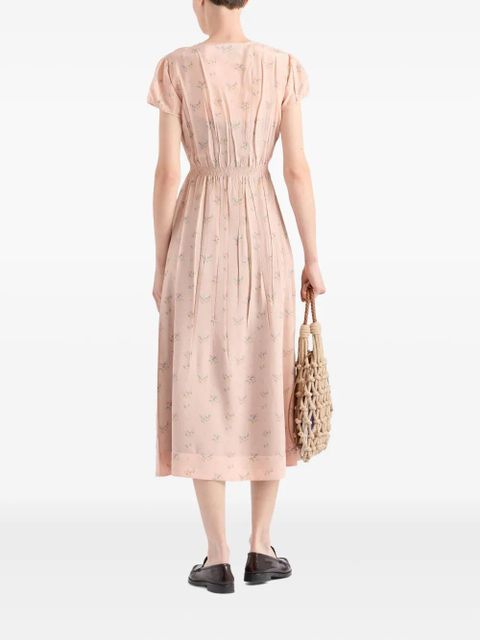 Prada floral pongé midi dress - Pink