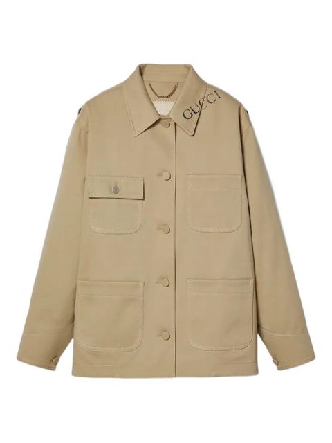Gucci logo patch-pocket jacket - Neutrals - zdjęcie produktu nr 1