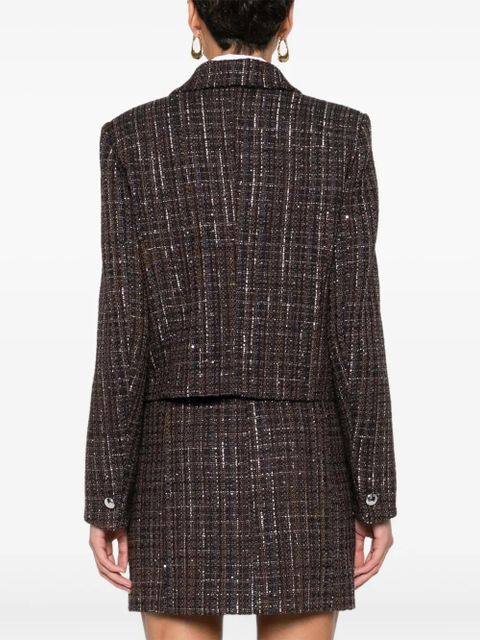 Maje tweed sequin-embellished blazer - Brown