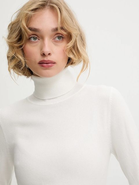 Answear.LAB sweter z wełną damski kolor beżowy lekki z golfem