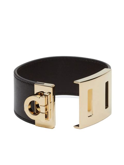 Ferragamo Gancini leather bracelet - Black