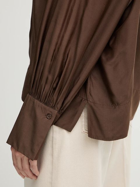 MUNTHE bluzka z dodatkiem jedwabiu ROSEBERGER damska kolor brązowy gładka 254102925427