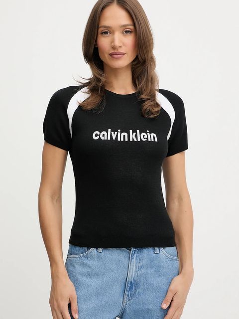 Calvin Klein Jeans sweter damski kolor czarny lekki LV047C307G - zdjęcie produktu nr 1